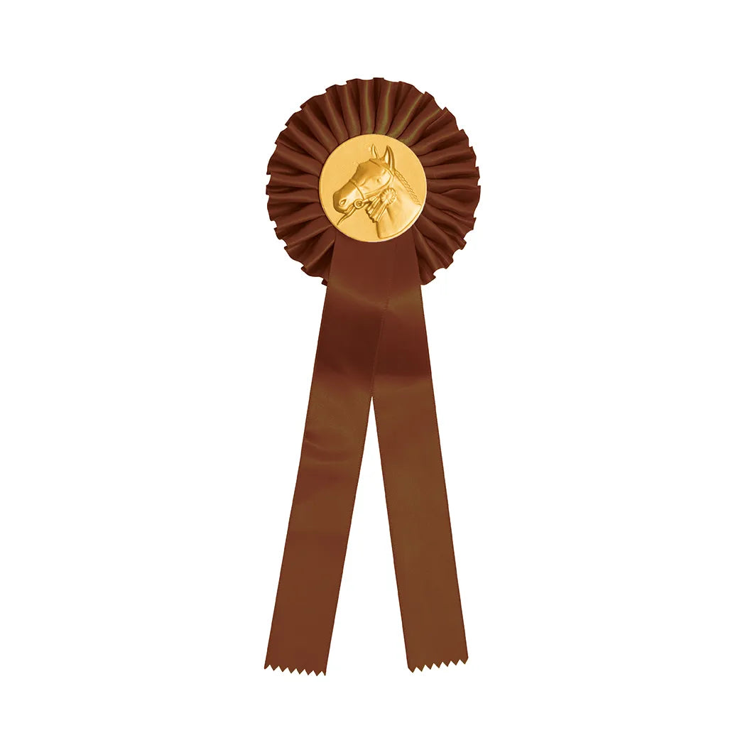 COCCARDA MARRONE CON CAVALLO